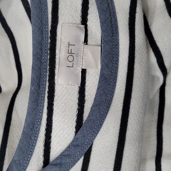 Ann Taylor Loft Black & White Stripped Top w/Jean underneath - Picture 4 of 5